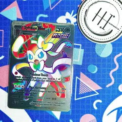 PokÃ©mon Sylveon VMax Silver Foil Holo Textured Fan Art Card Nintendo - Image 1