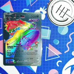 PokÃ©mon Blaziken VMax Silver Foil Holo Textured Fan Art Card Nintendo - Image 1