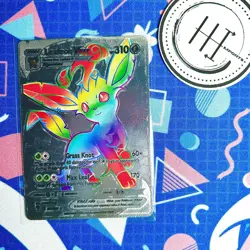 PokÃ©mon Leafeon VMax Silver Foil Holo Textured Fan Art Card Nintendo - Image 1