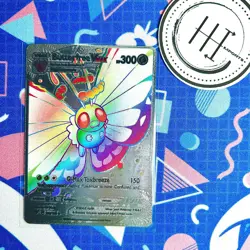 PokÃ©mon Butterfree VMax Silver Foil Holo Textured Fan Art Card Nintendo - Image 1