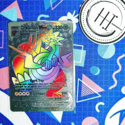 PokÃ©mon Dracozolt VMax Silver Foil Holo Textured Fan Art Card Nintendo - Image 1