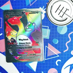 PokÃ©mon Charizard GX Silver Foil Holo Textured Fan Art Card Nintendo - Image 1