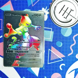 PokÃ©mon Mewtwo GX Silver Foil Holo Textured Fan Art Card Nintendo - Image 1