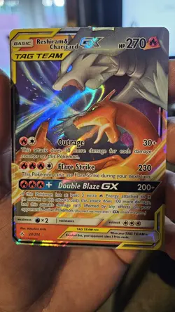 Pokemon Reshiram & Charizard GX Full Art Holo Rare Card 20/214 - Image 1