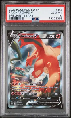 Pokemon Charizard V Brilliant Stars Full Alt Art #154 PSA 10 Gem Mint - Image 1