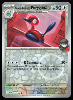 Team Rocket's Porygon2 154/182 Destined Rivals Reverse Holo NM Pokemon Card - Image 3