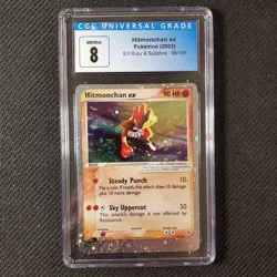 PSA 8 NM-MINT Hitmonchan ex EX Ruby & Sapphire 98/109 Pokemon With Swirls - Image 1