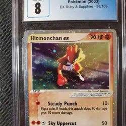 PSA 8 NM-MINT Hitmonchan ex EX Ruby & Sapphire 98/109 Pokemon With Swirls - Image 2