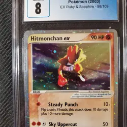 PSA 8 NM-MINT Hitmonchan ex EX Ruby & Sapphire 98/109 Pokemon With Swirls - Image 6