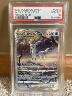 2023 POKEMON SWORD AND SHIELD CROWN ZENITH #GG40 FA/GLACEON VSTAR PSA 10 - Image 1