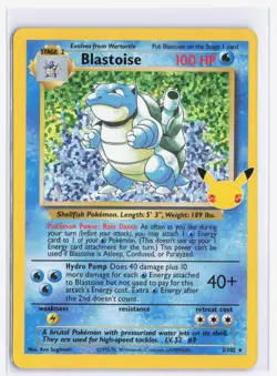 BLASTOISE 2/102 2021 POKEMON CELEBRATIONS CLASSIC HOLO RARE A 2/102 NM - Image 3