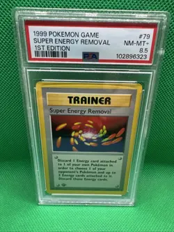 1999 Pokemon Game Base Super Energy Removal 1st Edition Shadowless PSA 8.5 NM-MT - Image 1