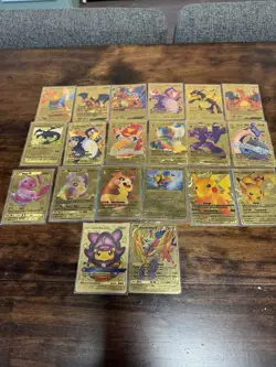 Lot Of 20 Golden Pokemon Fan Art Cards • Charizard, Pikachu, Lapras - Image 1