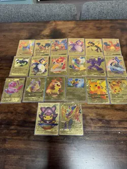 Lot Of 20 Golden Pokemon Fan Art Cards • Charizard, Pikachu, Lapras - Image 22
