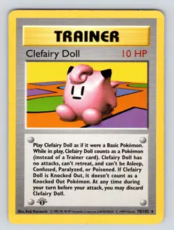PL - Clefairy Doll 1st Edition Shadowless Base Set 70/102 Rare Pokemon Card - Image 1