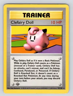 PL - Clefairy Doll 1st Edition Shadowless Base Set 70/102 Rare Pokemon Card - Image 5