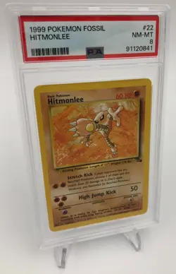 1999 POKEMON FOSSIL  Trading Card HITMONLEE #22/62 slab graded PSA NM-MT 8 - Image 1