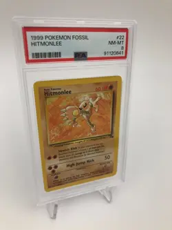 1999 POKEMON FOSSIL  Trading Card HITMONLEE #22/62 slab graded PSA NM-MT 8 - Image 5