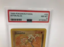 1999 POKEMON FOSSIL  Trading Card HITMONLEE #22/62 slab graded PSA NM-MT 8 - Image 7