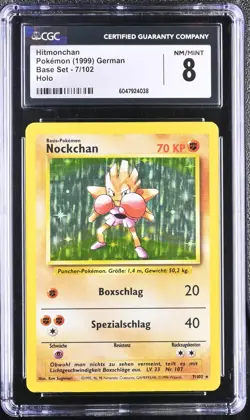 CGC 8 Hitmonchan 1999 Base Set 7/102 Holo Pokemon Card psa - Image 3