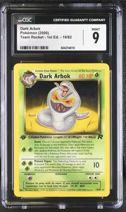 CGC 9 MINT Dark Arbok Team Rocket 1st Edition 19/82 Pokemon Card psa - Image 3