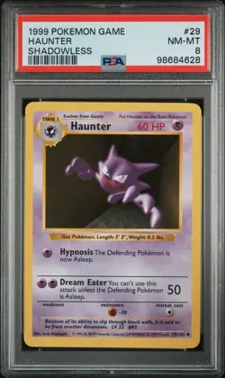 Haunter shadowless PSA 8 NM-MT #29/102 base set 1999 WOTC VTG Pokémon card - Image 3