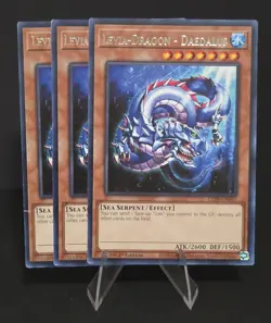 Yugioh x3 Card Playset Levia-Dragon - Daedalus LED9-EN047 Rare 1st Edition - Image 1