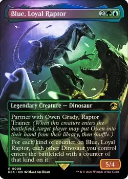 Blue, Loyal Raptor *Japanese FOIL Borderless* -  Jurassic World - NM - MTG - Image 1