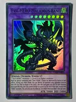 Evil HERO Malicious Bane LDS3-EN033 (NM/LP) 1st Edition Ultra Rare PURPLE 2022 - Image 1