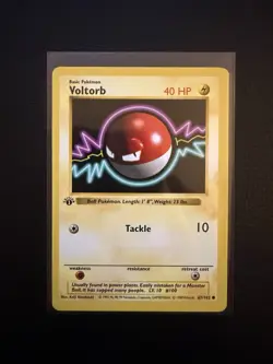 Pokemon Voltorb 67/102 1st Edition Shadowless Base Set Card Unplayed Near Mint - Image 1