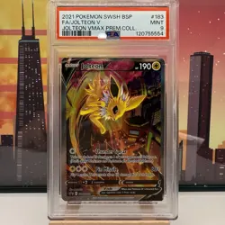 PSA 9 MINT Jolteon V SWSH183 VMAX Premium Collection Promo Full Art Pokemon Card - Image 1
