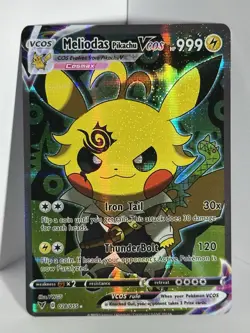 Pokemon TCG Meliodas Poncho Pikachu VCOS Cosplay Custom Full Art Shiny Holo Card - Image 1