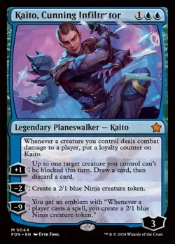 MTG Magic 4 x Kaito, Cunning Infiltrator x 4 - Foundations (FDN) (2xR,1xJap,1xF) - Image 1