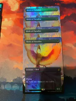 MTG Ravnica Remastered Birds of Paradise Anime Borderless Foil x 1 - Image 1