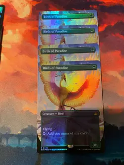 MTG Ravnica Remastered Birds of Paradise Anime Borderless Foil x 1 - Image 2