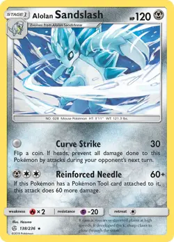Alolan Sandslash 138/236 Cosmic Eclipse Pokemon Card NM - Image 1