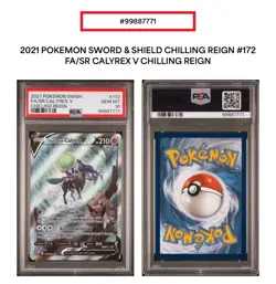 2021 Pokemon SWSH FA/SR Calyrex v Chilling Reign #172 PSA 10 - Image 2