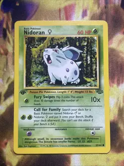 1st Ed Nidoran Non-Holo WOTC Pokemon Card 57/64 Jungle Set - Image 1