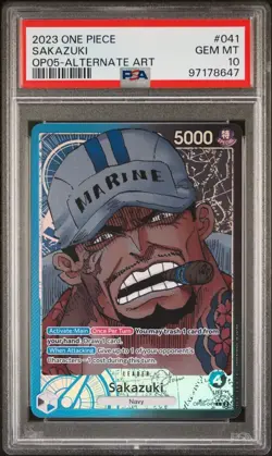 PSA 10 Sakazuki Alternate Art Leader OP05-022 One Piece Card English 2023 - Image 1