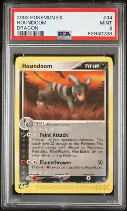 PSA 9 Houndoom 34/97 - Ex Dragon - MINT Pokemon Card - Image 1