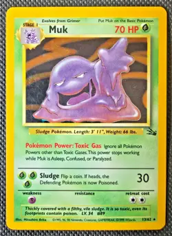 Pokemon WOTC Card - Muk - Fossil Set - Holo Rare - 13/62 - MP - Image 1
