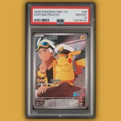 2025 Pokemon CBB1 Chinese Captain Pikachu #09 PSA 10 - Image 1