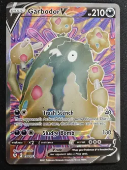 Garbodor V 190/203 SWSH Evolving Skies Full Art Ultra Rare Holo Pokémon 2021 NM - Image 1
