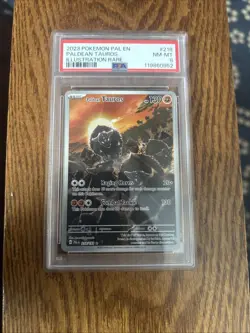 2023 Pokemon Paldea Evolved Illustration Rare Paldean Tauros PSA Nm-Mint 8 #218 - Image 3