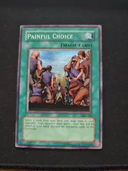Yu-Gi-Oh TCG Painful Choice MRL-049 Unlimited Super Rare Card Played LP - Image 1