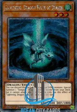 Yugioh Lightning, Dragon Ruler Of Drafts RA03-EN257 Platinum Secret Rare - Image 1