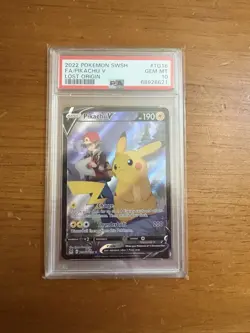 2022 POKEMON SWORD & SHIELD LOST ORIGIN #TG16 FULL ART/PIKACHU V PSA 10 - Image 1