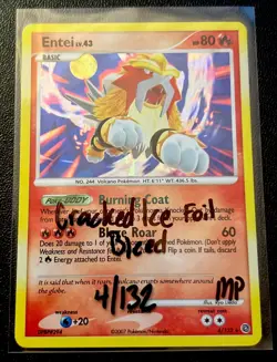 Entei 4/132 MP Cracked Ice Holo Bleed Awesome Full Moon Secret Wonders Pokemon! - Image 6