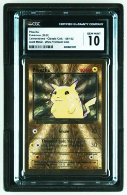 CGC 10 GEM MINT Pikachu 58/102 Celebrations UPC GOLD METAL Pokemon Card - Image 3