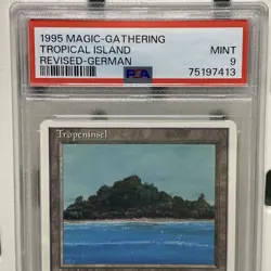 Magic The Gathering Tropical Island German 3rd Edition MTG Revised PSA 9 - Image 3